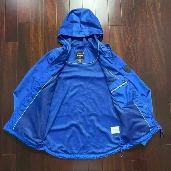 Roots Canada Windbreaker Jacket Lightweight Hooded Zip Up Cobalt Blue XS - Picture 14 of 15